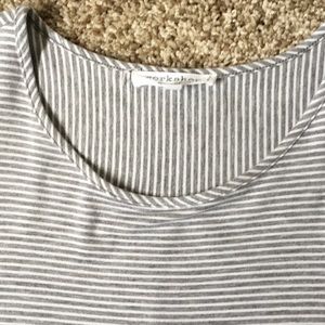 Workshop Gray Striped Short Sleeved Tunic 1X
